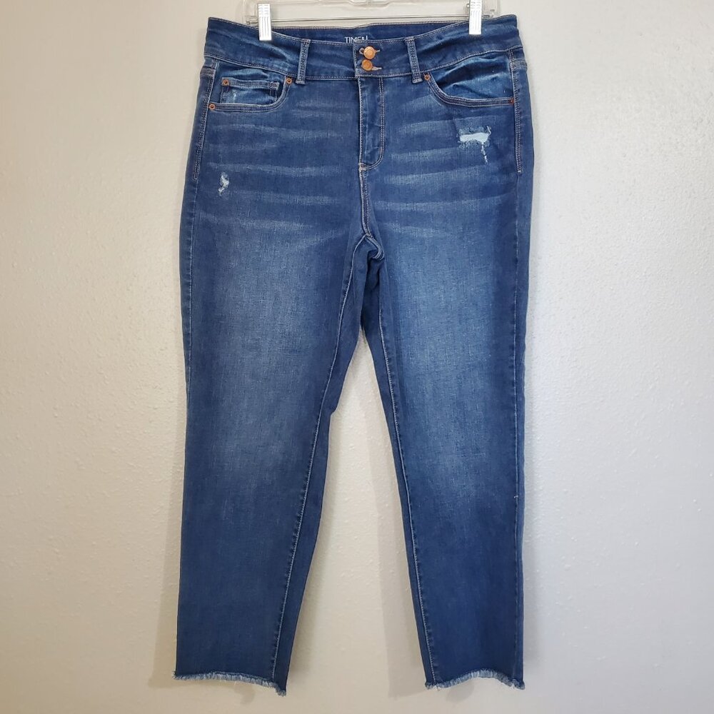 Time and Tru Distressed Frayed Hem Jeans Stretch Women's 14